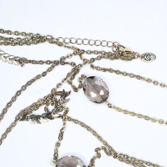 Vintage Charming Charlie Long Double Strand Necklace Gold Tone Chevron Beaded - Picture 7 of 11